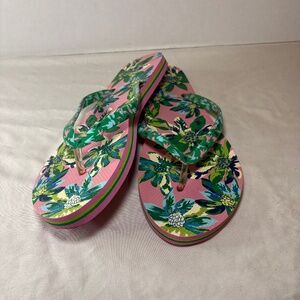 Vera Bradley Tropical Paradise Floral Flip Flop Sandal Shoe Pink Size 7-8